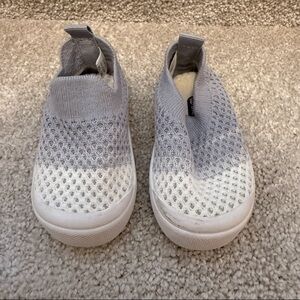 Toddler size 4 Gray and White Slip-On Sneakers